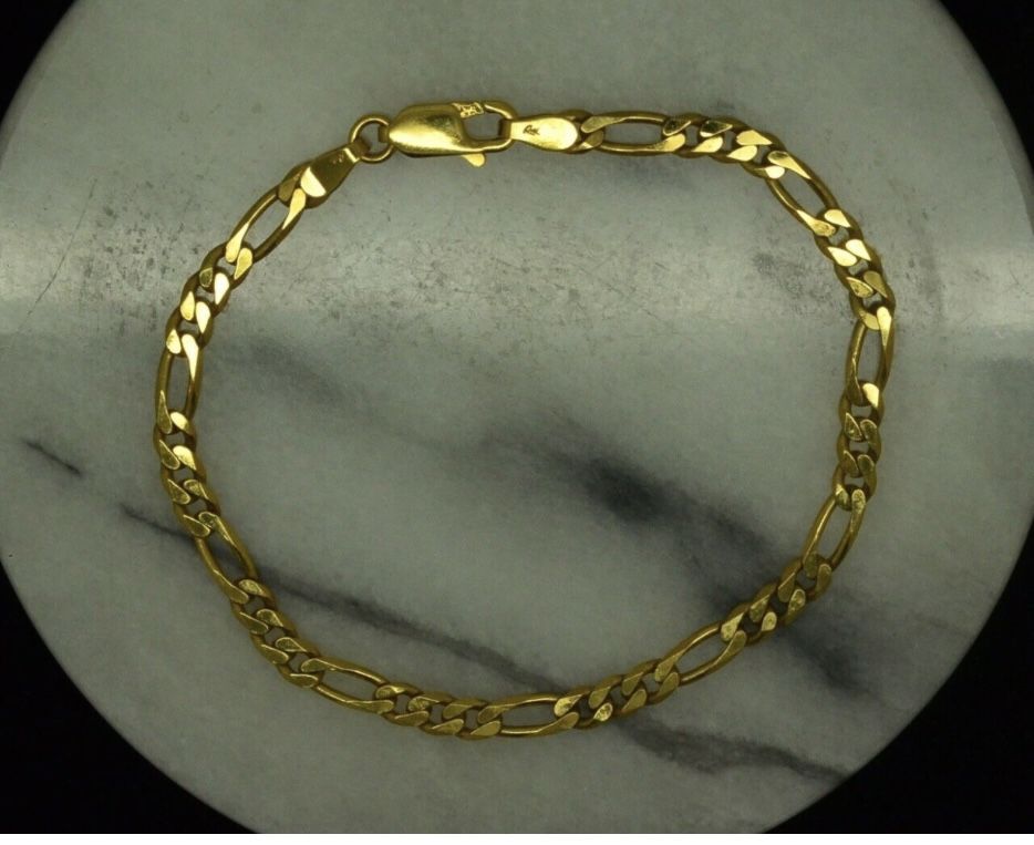 14k Solid Gold Fígaro Chain Link Bracelet 