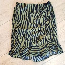 Zara Striped Camo Skirt Olive Green Size XS