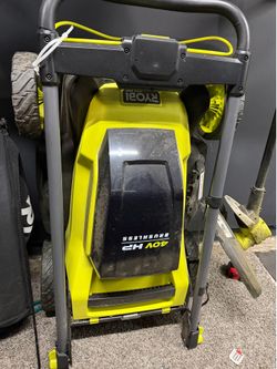 Ryobi mower, weed eater and leaf blower.