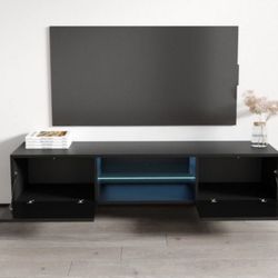 Floating TV Stand,70" Media Console for 60"70"80" tv,Entertainment Center with Storage, Mid Century