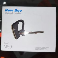 New Bee M50 Bluetooth Headset Wireless Earpiece 24Hrs Talking 1440 Hrs Standby Noise-Canceling Mic Earphone