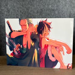 Poster Print 8.5”x11” anime artwork Monkey D. Luffy and Roronoa Zoro from One Piece sitting back-to-back