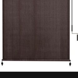 VICLLAX Premium Outdoor Roller Shade, 95% Patio Cordless Blinds with Weather Resistant Valance 6x8FT,Chocolate