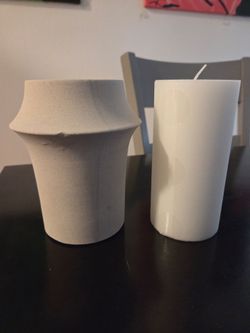 Crate & Barrel 3x6 Concrete Pillar Candle Holder