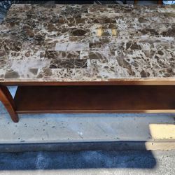 Wood Coffee Table With Granite Top