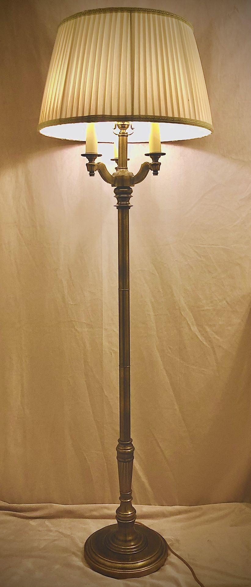 Vintage STIFFEL MCM Brass Candelabra Floor Lamp