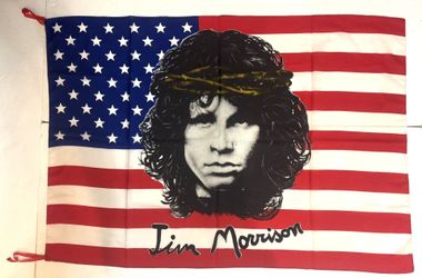 Vintage 1980's JIM MORRISON (The Doors) American Flag Nylon-54"x 37 1/2" RARE