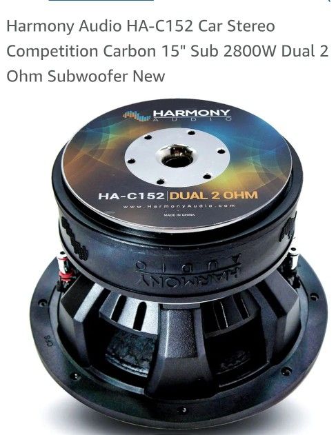 15 Inch Harmony 1200watt Rms 2400watt Peak. Brand New Never Has Been Hooked Up..does Have A Crossfire Dust Cap