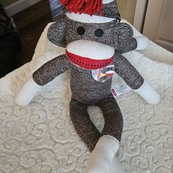 Great Find! Authentic Schylling Sock Monkey 22" Brown Plush