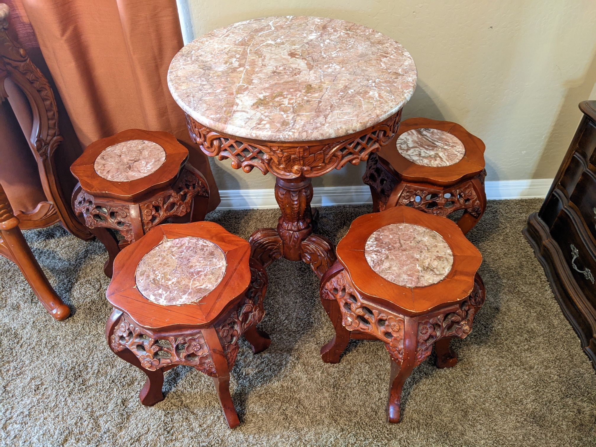 Oriental Furniture Set - Small Table & Chairs