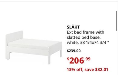 Toddler bed along with bed frame