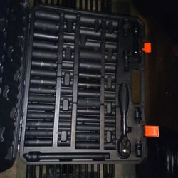 VEVOR 1/2" Drive Impact Socket Set, 65 Piece Socket Set SAE 3/8" to 1-1/4" and Metric 10-24mm,