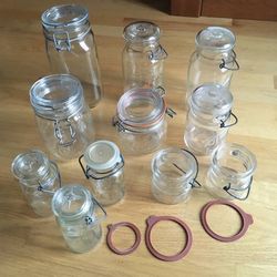 Lot of 11 Wire Bale Jars Ball Ideal, Wheaton, Le Parfait, Fidenza