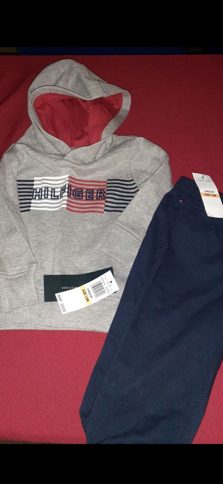 Baby boy Tommy Hilfiger hoodie set size 12 months and 24 months for $18 each firm