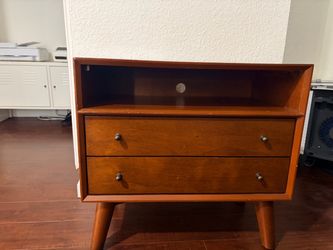 MID CENTURY MODERN NIGHTSTAND Alpine Furniture Flynn Large Nightstand, Acorn