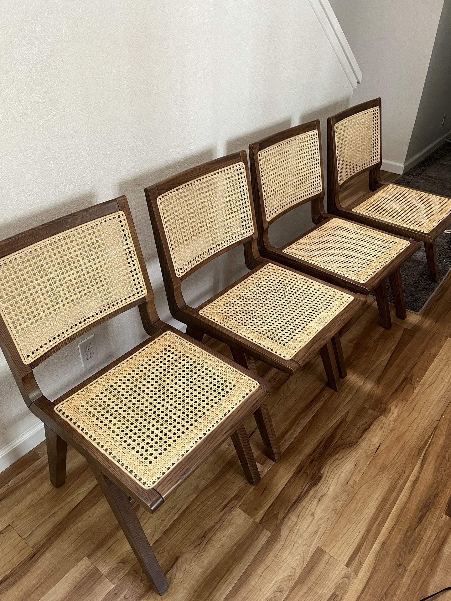 Rattan Walnut Dining Chairs