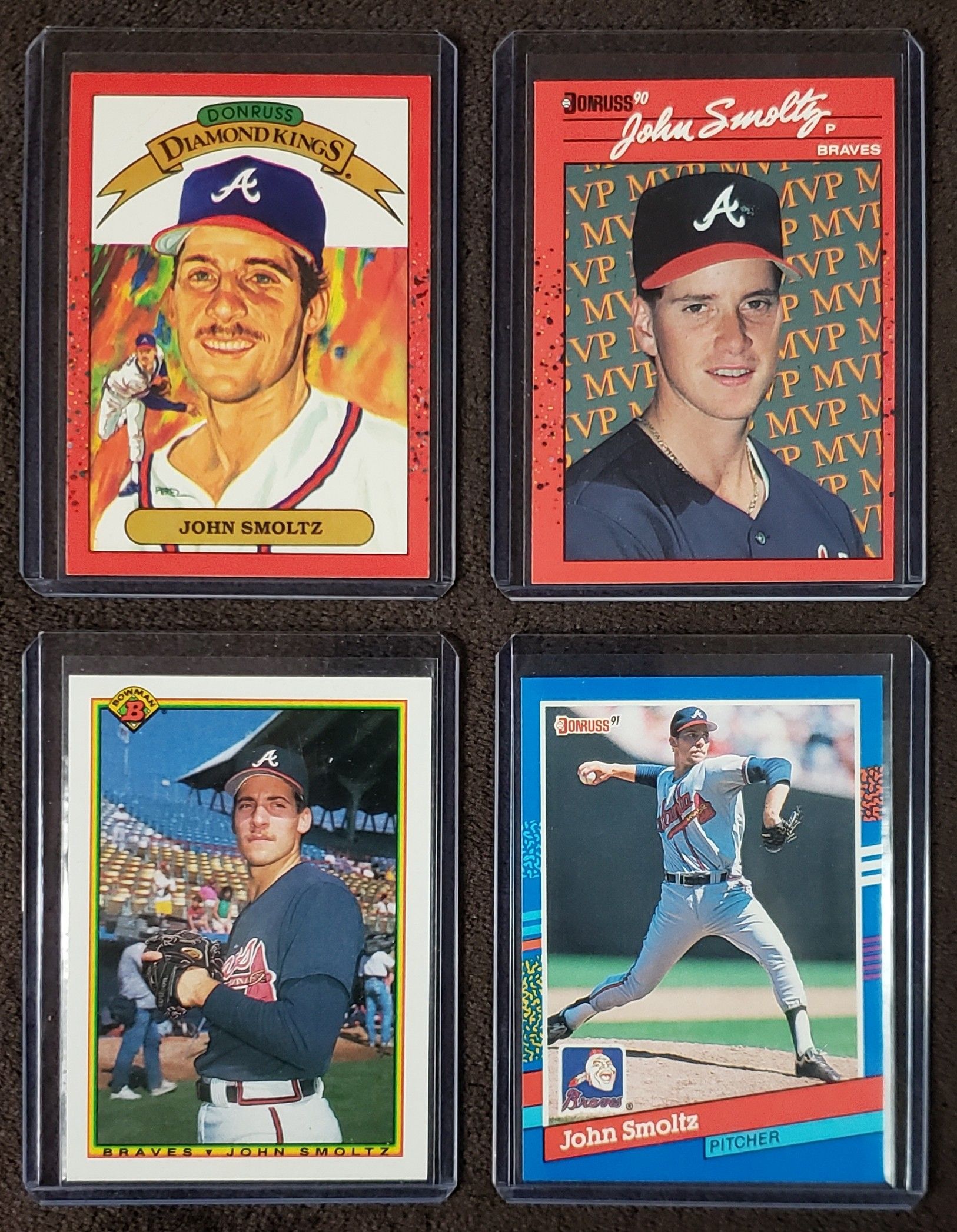 4 John Smoltz Baseball Cards *Error Included