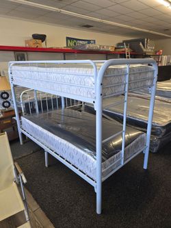 METAL  TWIN-TWIN BUNK BED & MATTRESS