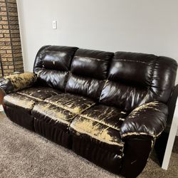 Brown Leather Reclining Couch