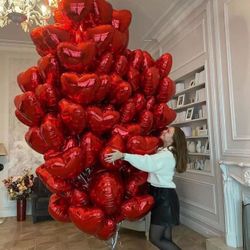 Red Heart Balloons 18" Foil Love Balloons Mylar Balloons heart balloons for Valentines Day Propose Marriage Wedding Anniversary Backdrop Birthday Part