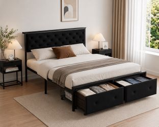 Modern Black Full Size Storage Bed