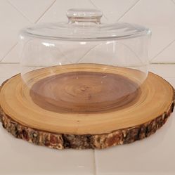 Rustic Cake Stand with Glass Dome
