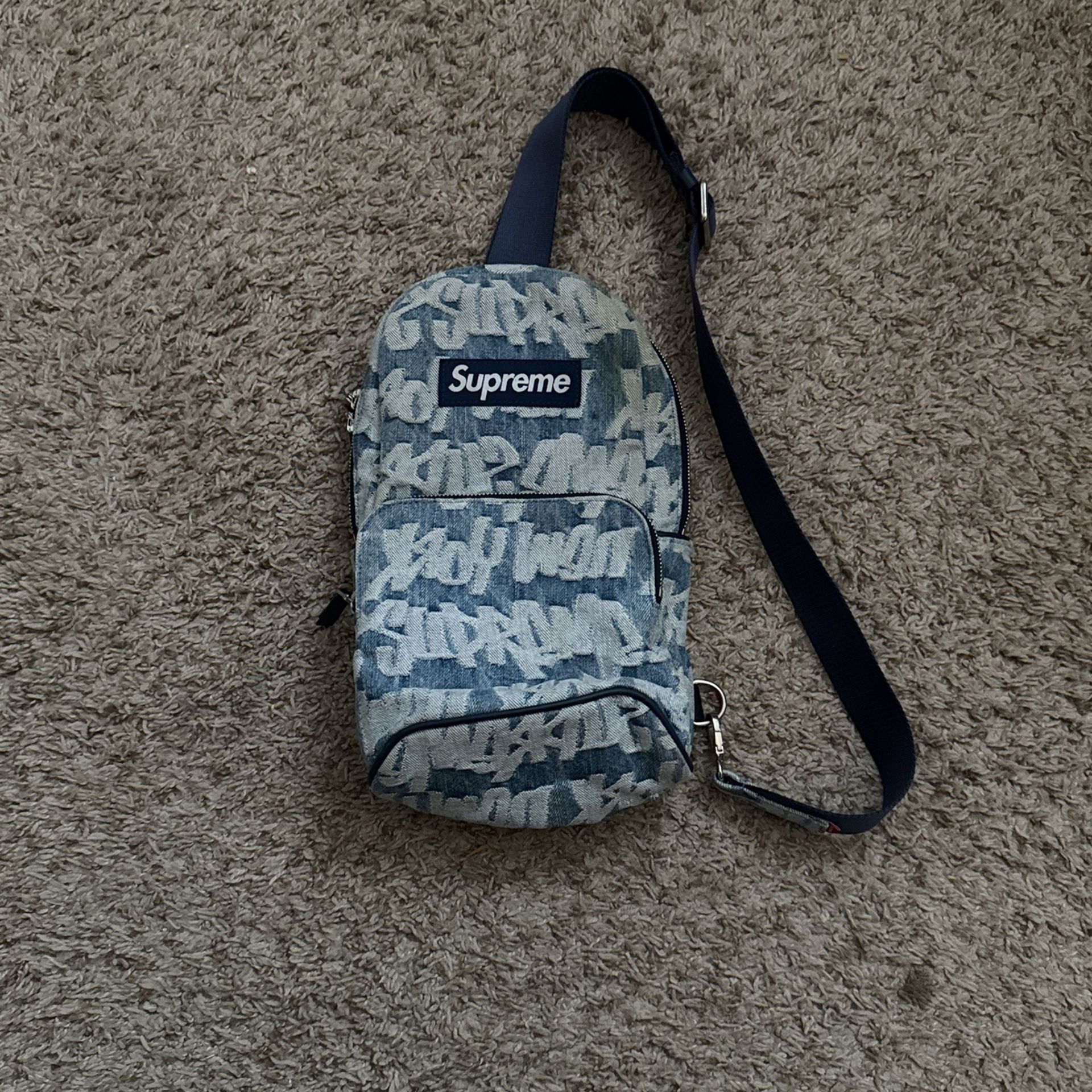 Supreme Fat Tip Jacquard Denim Sling Bag