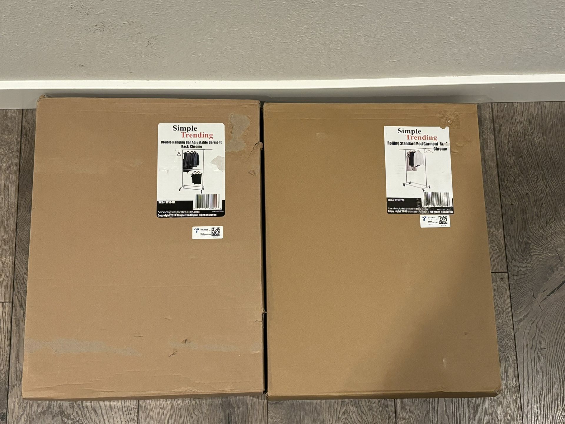 2 Simple Trending Rolling Standard Rod Garment/Clothing/Coat Rack; CHROME;NIB 2019