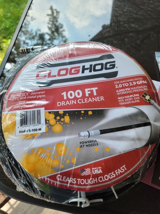 Pressure Washer 100 Ft Drain Cleaner With High Thrust Nozzle