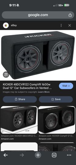 Kicker 48DCVR122 CompVR Series ported enclosure 2 12" subwoofers