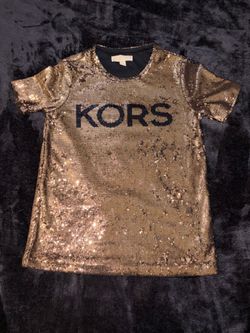 Michael Kors Gold Sequin Logo Shirt Women’s XS