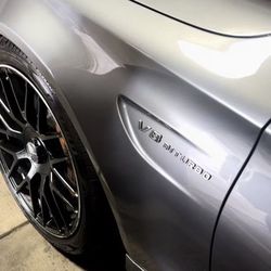 V8 BITURBO Fender Side Emblem Chrome Badge For MB C63 E63 G63 Class