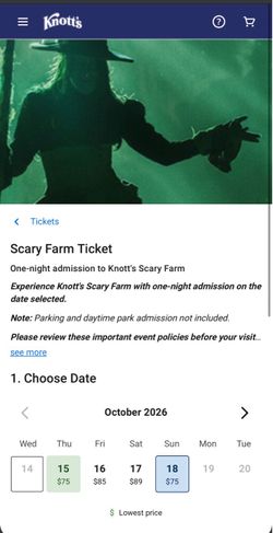 Knotts Scary Farm Ticket PLUS Boofet & Early Entry