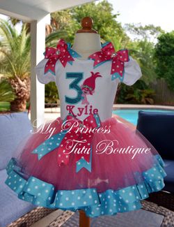 Princess Poppy birthday Tutu for Trolls theme birthday party