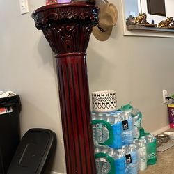 Toscano Imperial Pedestal Column Plant Stand, Large, 40 Inch, Cherry, and Marb