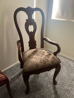 Queen Anne Style Carved Wood Armchair