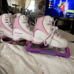 Size 3, And Size 13 Youth, Ice Skates, Pink, Purple, And White