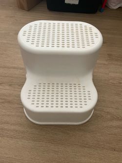 White Plastic Two-Step Kids Step Stool