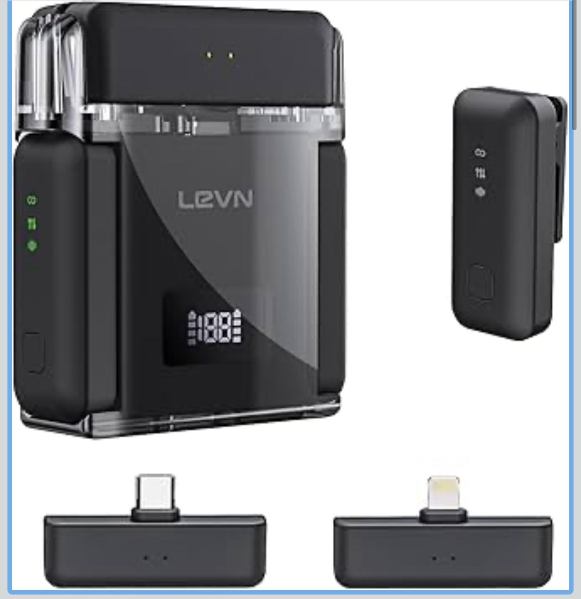 π Wireless Microphone for iPhone/Android/PC, USB-C/Lightning Plug & Play, AI Noise Cancel, 328ft Range, 30H Battery Life with Charging Case, iPhone M