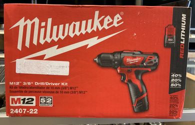 Milwaukee M12 12-Volt Lithium-Ion Cordless 3/8 in. Drill Driver Kit w/ 2 Batteries, Charger and Bag