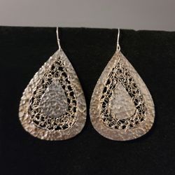 .925 Sterling Silver Filigree Tear Drop Design