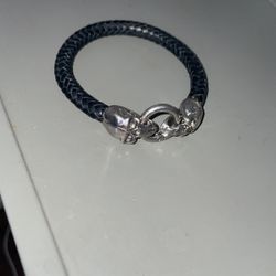Skull Leather+Metal Bracelet 