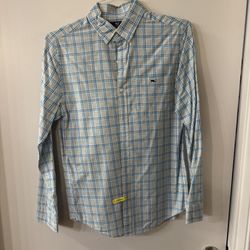 Vineyard Vines Men XS Slim Fit Tucker Shirt long sleeve blue grey plaid