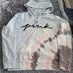 Brand New Victoria's Secret Pink VS Full Zip Sweater Hoodie Med gray $44.00