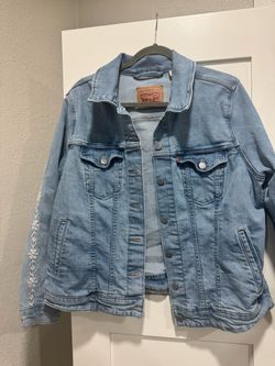 Levi's Light Wash Denim Jacket with Floral Embroidery