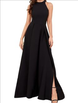 Women's Formal Dress Halter Neck Sexy Split Cocktail Party Maxi Long Wedding Guest Evening Gowns