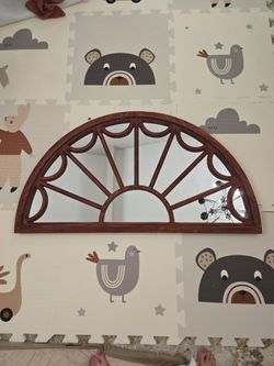 Beautifully Stained Half Circle Farmhouse Mirror