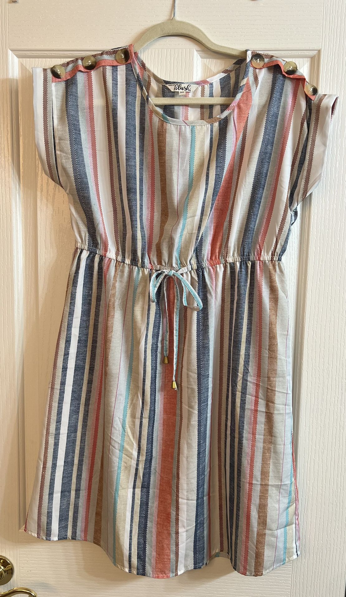 Hint Of Blush Stripped Woman’s Summer Dress, Size Médium.