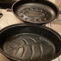LARGE ROASTING PAN w/LID 14” X 10”