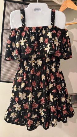 Black flower open shoulder kpop frill mini summer vacation kpop idol dress
